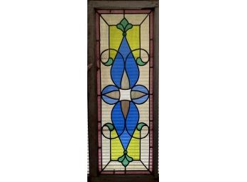 Antique Stained Glass Window - Blue, Green, Pink, White