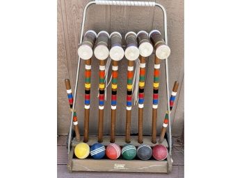 Forster Made In USA Croquet Set - 6 Mallets, 6 Colored Balls, White Stakes, And 2 End Stakes