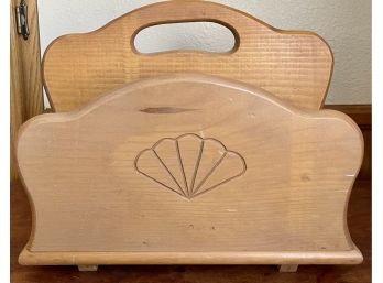 Vintage Pine Wood 2 Sided Magazine  Rack With Handle