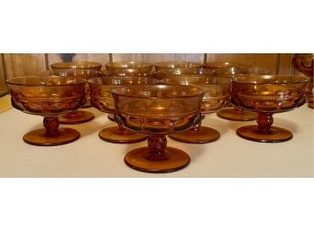 (13) Indiana Amber Glass Kings Crown Compotes