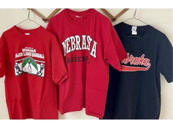 (3) Nebraska Sports Graphic Baseball T-shirts