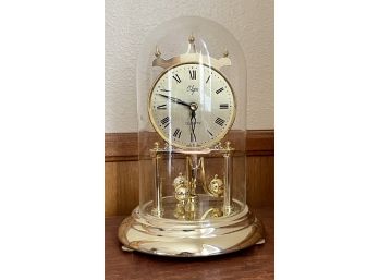 Vintage Elgin Quartz Gold Tone Anniversary Clock With Glass Dome Made In Japan