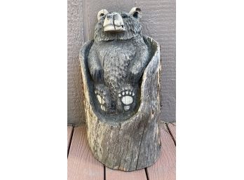 Hand Carved Log Wood Bear - Measures - 12'W X 12'D X 21.5'H