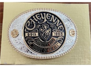 Vintage 1995 99th Annual Cheyenne Frontier Days 'daddy Of Em All' Gist Belt Buckle 26 Of 750 Solid Bronze