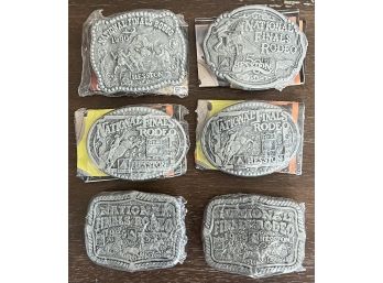 Hesston National Finals Rodeo Belt Buckles - 1996 - 1997 - (2) 1998 - (2) 1999 Youth With Original Packaging