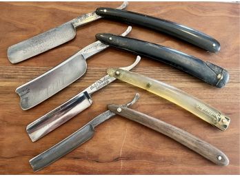 (4) Antique Straight Razors - Dubl Duck Pearl Duck Satinedge - John Elliot's - Udahl - Solingen Germany