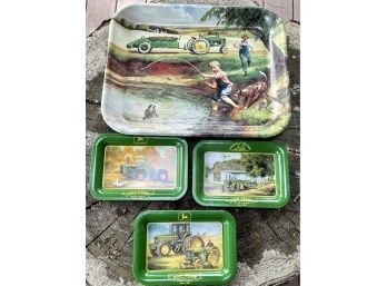 Collection Of John Deere Metal Trays - Turtle Trouble 1998 And (3) Small 2000