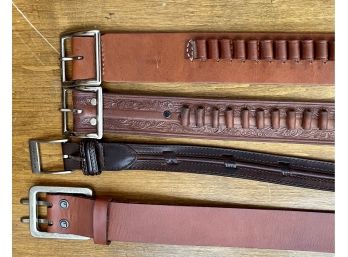 (4) Vintage Men's Belts Size 36 & 38 - Carhartt, Columbia, (2) Ammo Belts -tooled And Leather By Hunter