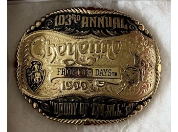 Cheyenne Frontier Days 103rd Annual 'Daddy Of 'em ALL' Belt Buckle With Original Box By Gist