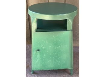 Green Metal Vintage Step Stool With Bottom Storage