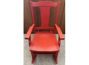 Red Painted Vintage Children's Rocking Chair