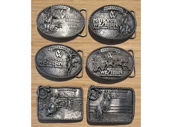 (6) National Western Stock Show & Rodeo Pewter Belt Buckles - 81st - 86th