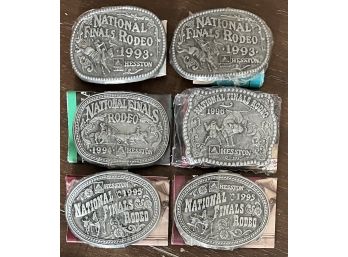 Hesston National Finals Rodeo Belt Buckles - (2) 1993 - 1994 - (2) 1995 - 1996 Youth In Original Packaging