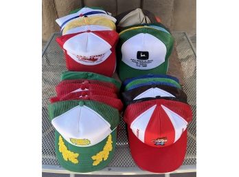 Large Collection Of Vintage Advertising Hats - John Deere, Cabella's, Construction, Woodward And More