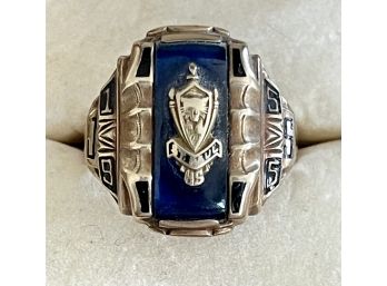 1955 HJ 10K Gold And Blue Stone Class Ring Size 11 Weighs 11.2 Grams