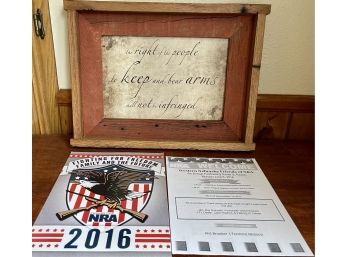 2016 Fighting For Freedom NRA Barn Wood Sign In Original Box - Legacy Quest Handmade By Bruce Ford