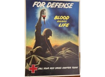 Bingham Litho In USA Poster 1406 American Red Cross 'blood Means Life' (2 Of 2)