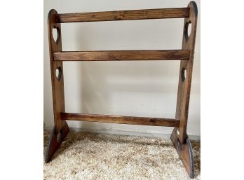 Vintage Stained Wood Heart Cut Out Quilt Rack