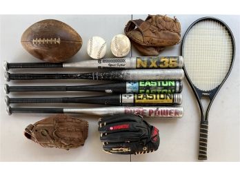 Sports Collection - Softball Gloves, Temex Tennis Racket, Aluminum Bats, And More