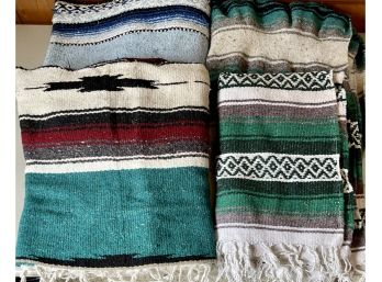 Vintage Collection Of Southwest Style Blankets - Earth Rags Indian, MFG Artesanias, And More Made In Mexico