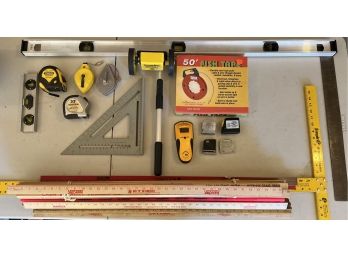 Large Measuring Lot - Bulk Yard Sticks, Stud Finder, T-squares, And More