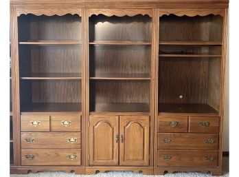 (3) Broyhill Vintage Oak And Veneer Media Center Shelves/bookcases With Storage