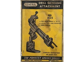 Vintage General Drill Grinding Attachment No. 825 With Original Box