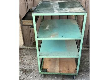 Metal Industrial Utility Cart On Wheels With Shelves