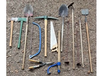 Lot Of Assorted Hand Tools - Shovels, Saws, Axes, Hedge Clippers  And More