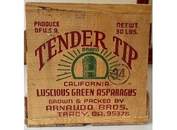 Arnaudo Bros. Lucious Green Asparagus Tender Tip Vintage Crate Box (as Is))