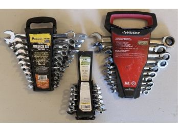 (3) Pittsburgh And Husky Wrench Sets 22, 12, And 10 Piece