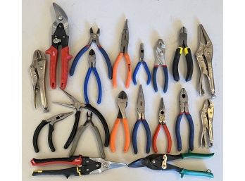 Collection Of Hand Tools - Adjustable Wrench, Needle Nose, Snips, And More - Milwaukee, Pittsburgh, Stanley