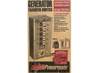 Colman Powermate 30 Amp Generator Transfer Switch With Original Box