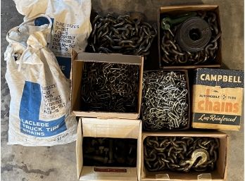 Lot Of Assorted Size Chains Moving/tire (as Is)