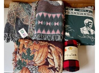 Collection Of Jacquard Woven Blankets - The Manual Wood Workers And Weavers, Bass Pro Shop Throw, And More