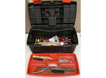 Black And Decker Tool Box With Assorted Hand Tools - Staple Gun, Pipe Wrenches, Pliers And More