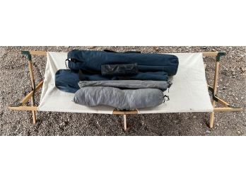 Outdoor Collection Including Vintage Collapsible Cot, (2) Camping Chairs And Tent (as Is)