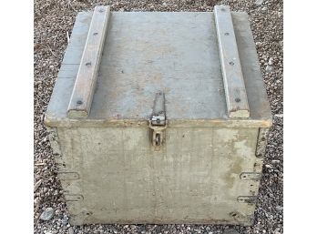 Vintage Handmade Wooden Trunk With Metal Accents And Handles