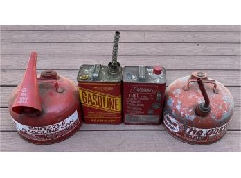 (4) Vintage Gas Cans - Eagle, The Gasser 2.5 Gal And More