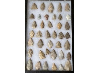 Vintage Collection Of Arrowheads North Dakota Found By Owner In Padded Frame