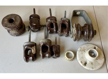 Collection Of Hubbard Insulators & Screw Pin Telegraph Insulators (as Is)