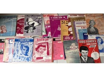 Large Collection Of Vintage Sheet Music And Books - Natking Cole, Doris Day, Eddie Fischer, And More