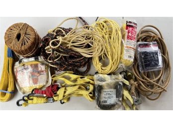 Lot Of Assorted Tie Downs, Rope, And Twine