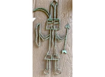 Vintage Green Metal Kokopelli Outdoor Wall Art