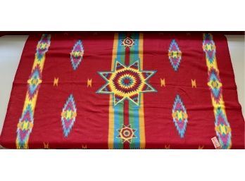 Vintage St. Labre Indian School Fleece Southwest Aztec Pattern Blanket