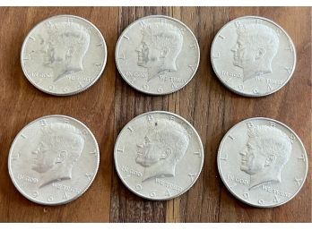 (6) 1964 90 Percent Silver Kennedy Half Dollar Coins