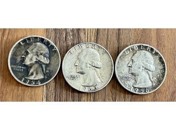 1954, 1956, 1953 Silver Quarter Coins