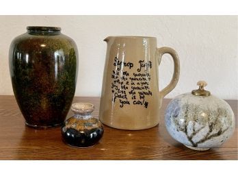 Syrup Jug By Pearson's Of Chesterfield England, Painted Resin Vase, Small Pottery Candle, Small Studio Vase