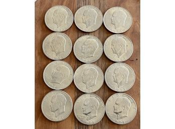 (12) 1971 D Eisenhower Dollar Coins