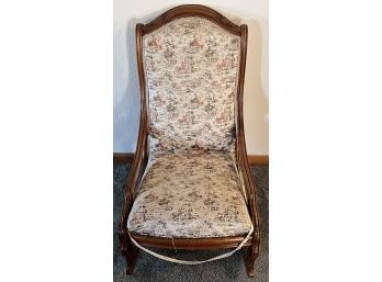 Antique Carved Mahogany Rocking Chair With Tapestry Back (as Is)